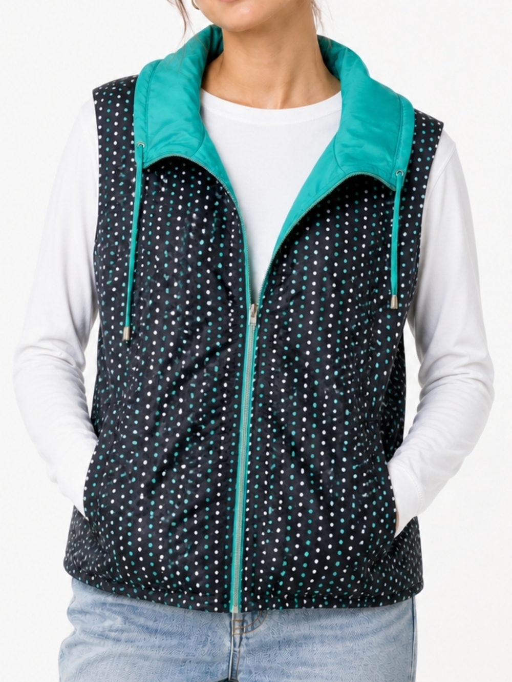 CJ Banks Polka Dot Reversible Vest